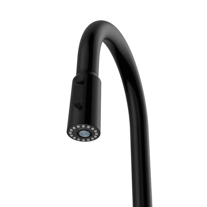 Robinet de cuisine rétractable Karran avec jet de lame, pulvérisateur à 3 fonctions, arc haut, noir mat, Noir mat