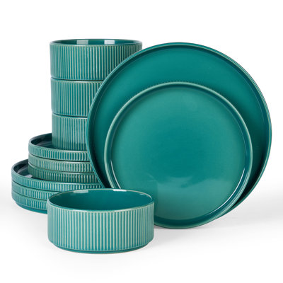 Star Series 12 Pieces Dinnerware Set, Verdure
