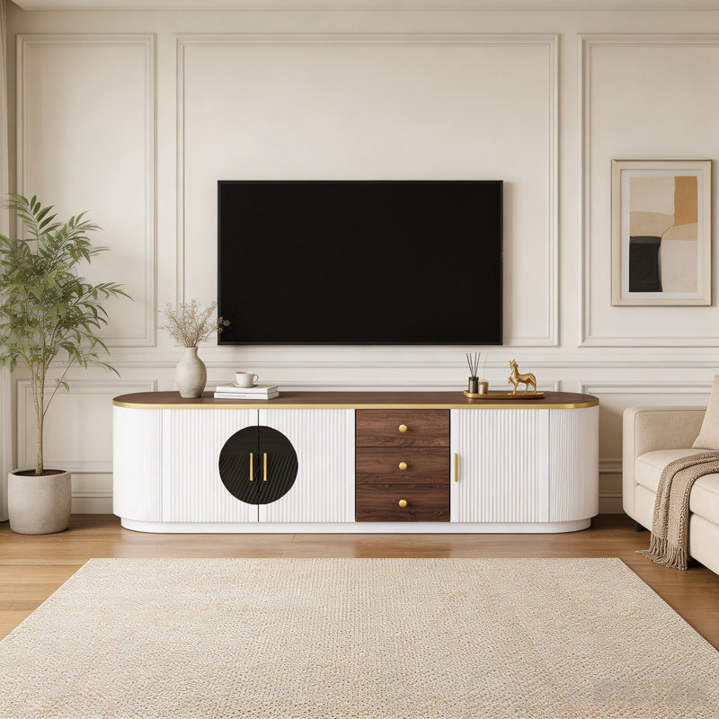 Meuble télé minimaliste VIBE HAUS 70,8 po pour téléviseurs jusqu'à 80 po, 3 tiroirs et 2 placards, pour salon