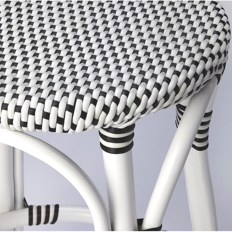 Tobias Rattan Bar Stool & Counter Stool, White/Black Dot/White Rattan Frame, Counter Stool (24" Seat Height)