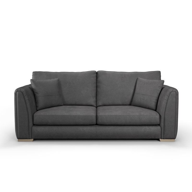 Bablu Vegan Leather Sofa, Charcoal, 3