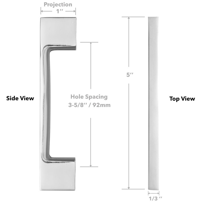 5" Center Cabinet Handle Pull Multipack, Polished Chrome, 3 5/8"