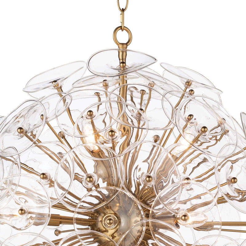 Natural Brass 9-Light Sputnik Chandelier with Clear Cord