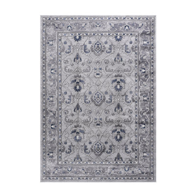 Tapis gris / bleu 8 x 10 - sans perte de teinture, - pour le salon, la chambre à coucher dans une atmosphère relaxante