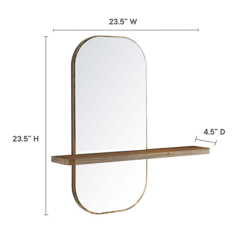 Solstice Walnut Rectangular Mirror with Shelf