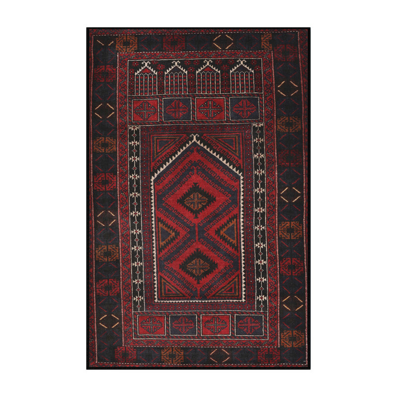 Tapis sud-ouest Mehroon / noir / crème, Rectangle 2 pi x 3 pi