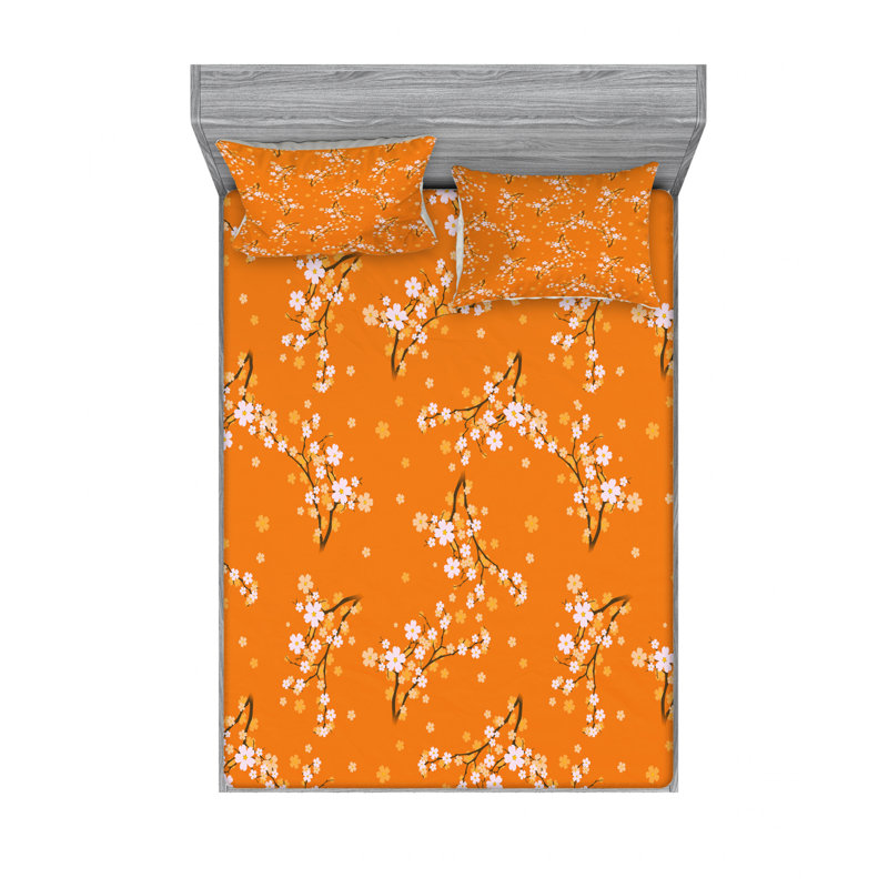 Microfiber Floral Sheet Set, Queen Sheet Set with Fitted Sheet