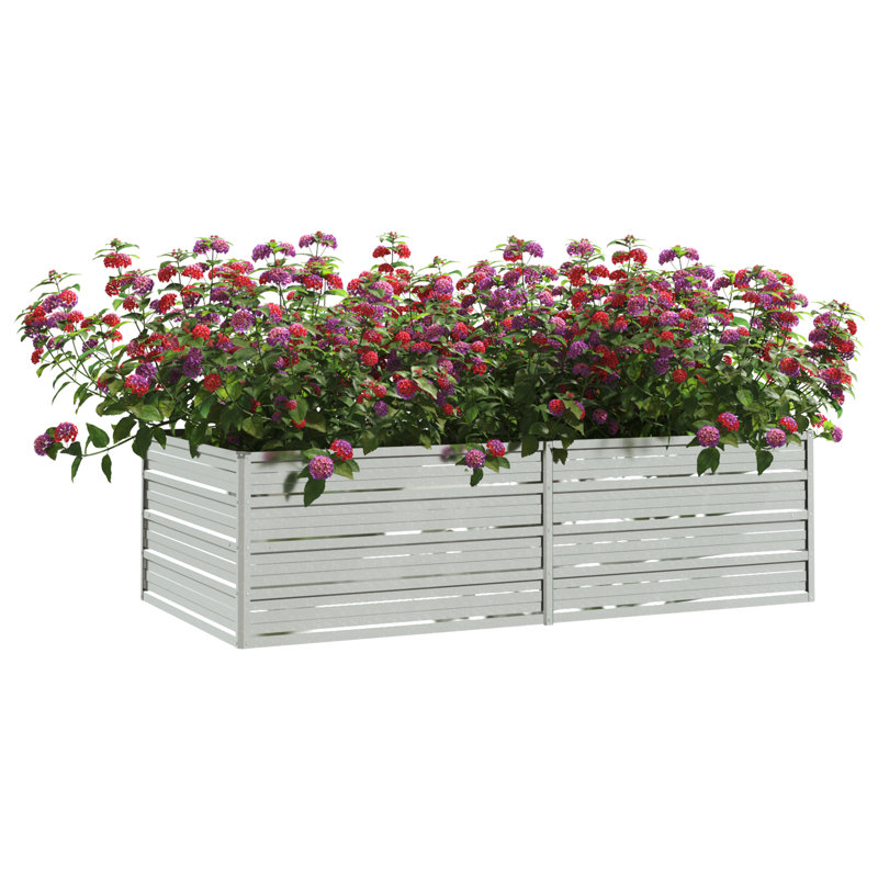 Raised Garden Bed Raised Flower Bed Galvanized Steel Planter Silver, 17.72" H x 63" W x 31.5" D