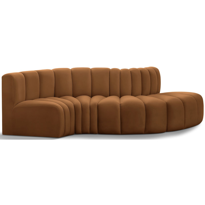 Houssam Upholstered Curved Sectional Reversible, Saddle Velvet