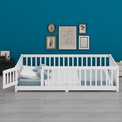 Floor Bed With Safety Guardrails And Door