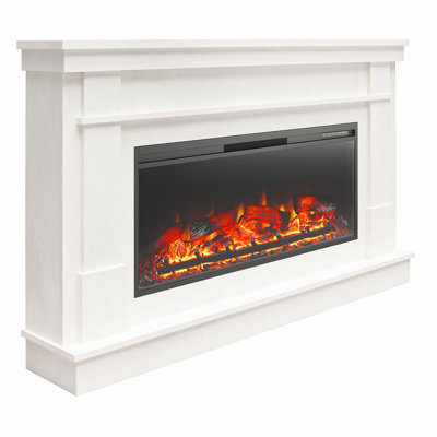Ashmun Wide Mantel With Linear Electric Fireplace
