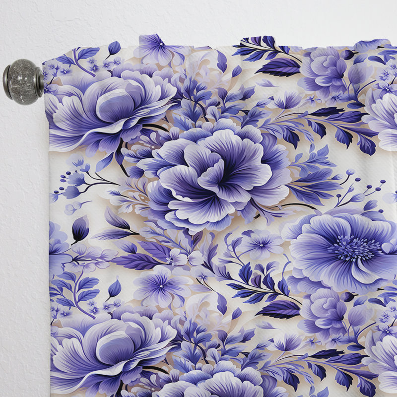 White And Purple Lavender Persian Paisleys I - Floral Curtain - Room Darkening Curtain - 1 Panels, 52" W x 90" L