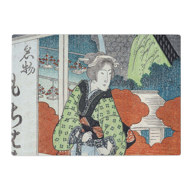 Tempered Glass Portrait of a Lady by Yashima Gakutei Chopping Board, 39 cm x 28.5 cm