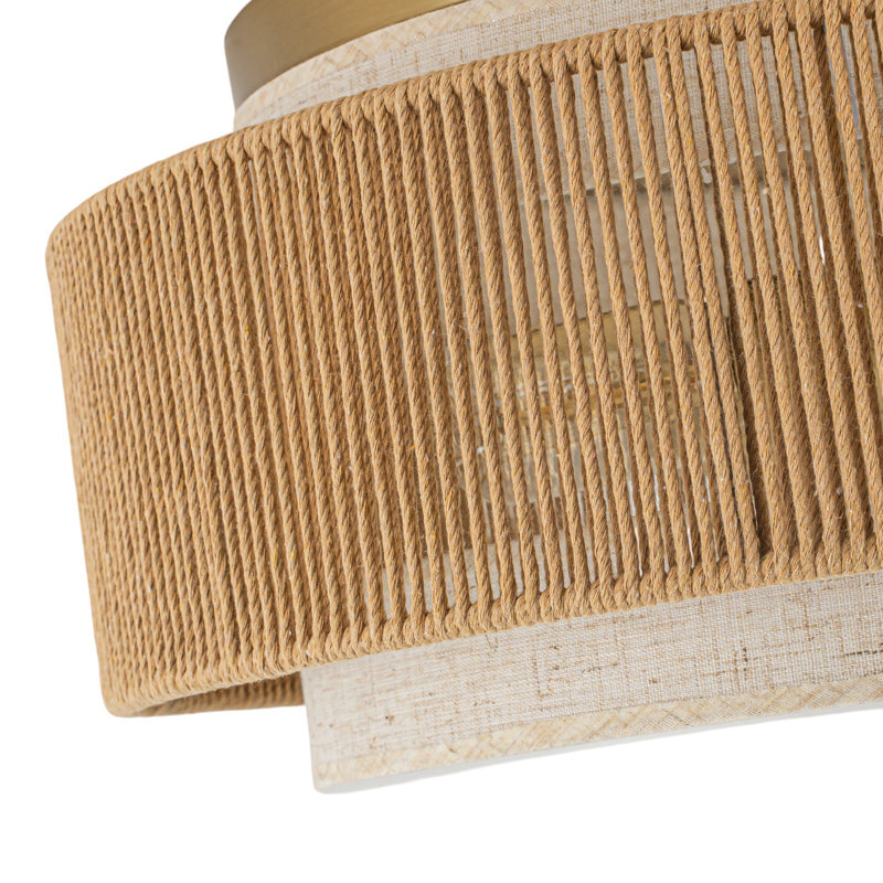Plafonnier encastré 3 lumières en rotin naturel