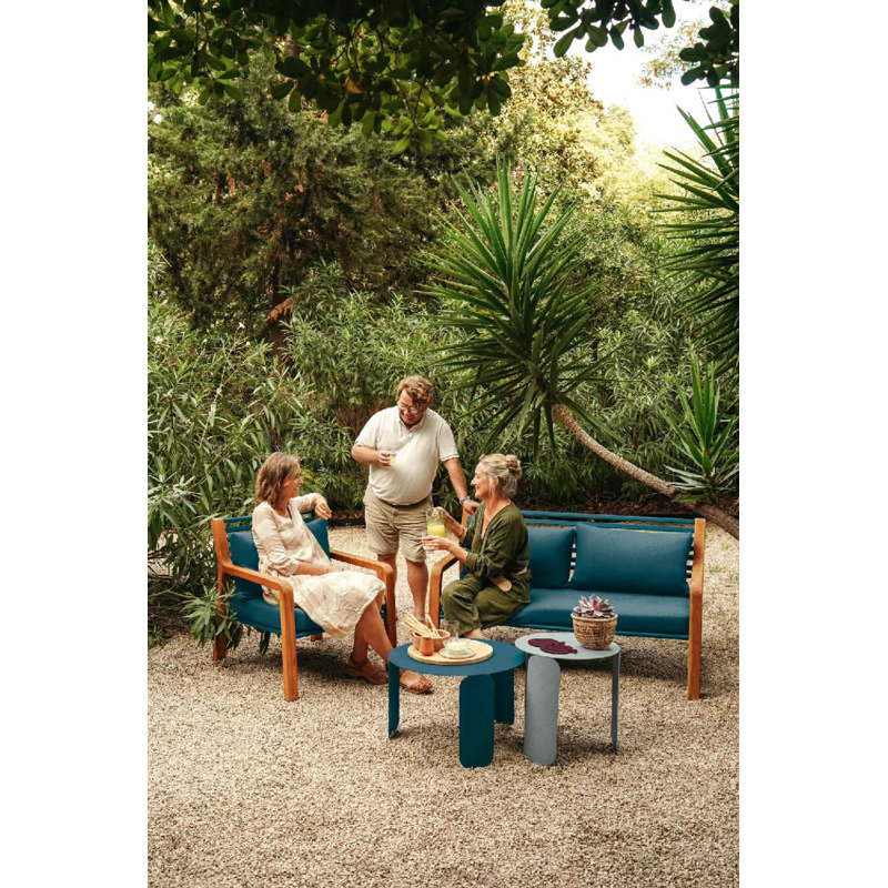 BeBop Outdoor Round Coffee Table, Acapulco Blue, 15" H x 24" W x 24" D