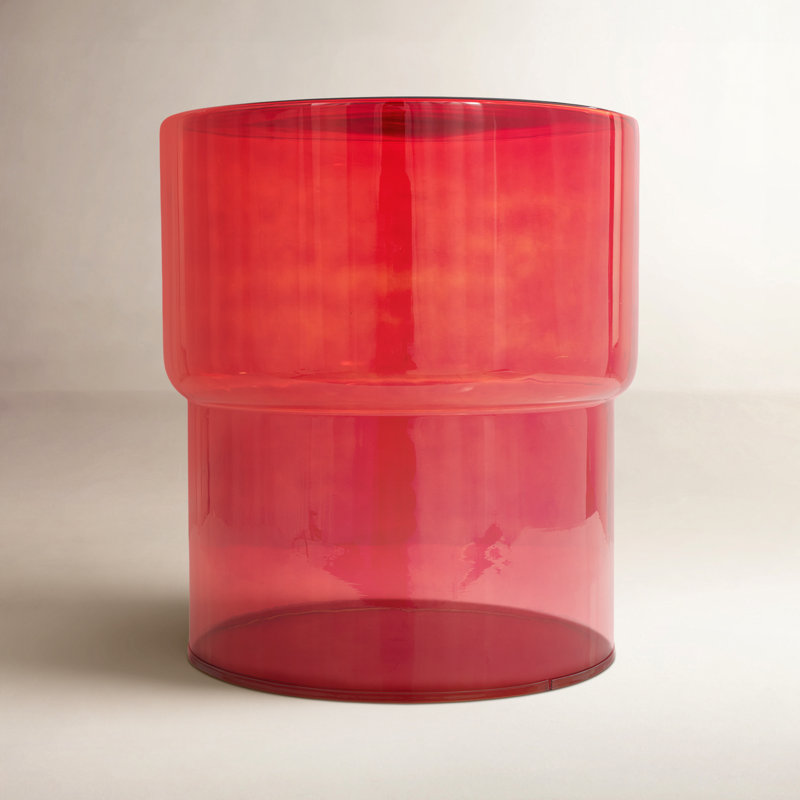 Mayah Glass Top End Table, Red