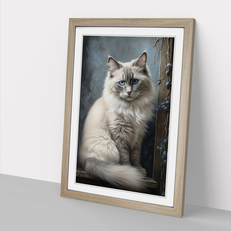 Ragdoll Cat Realism Art - Framed Print, Oak Framed, 64cm H x 46cm W x 2cm D