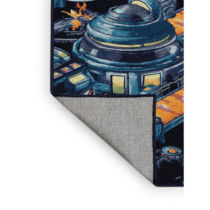 Machine Washable Space Gray Area Rug