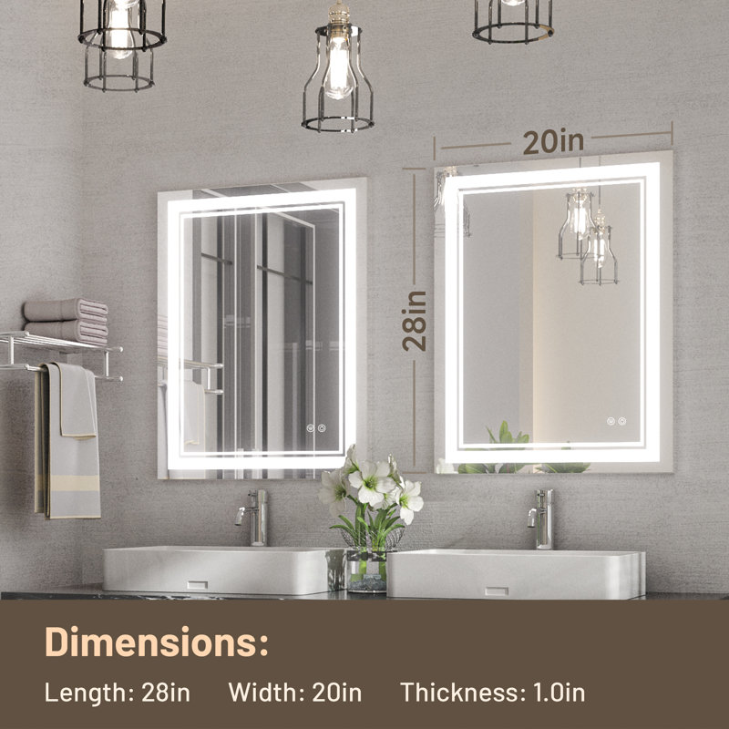 Kaelia LED Anti-Fog Vanity Mirror , 20" x 28"