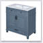 Meuble-lavabo en bois massif de 30 pouces avec lavabo en céramique, portes à fermeture douce et style rétro bleu pour un rangement élégant