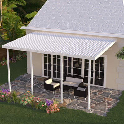 Aluminum 24 ft wide x 12 ft deep patio cover, White, 10lbs. snow load