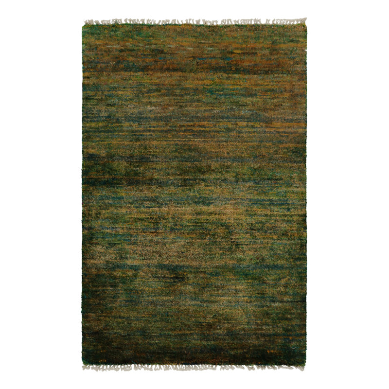 Wool Area Rug in Green/Gold/Blue