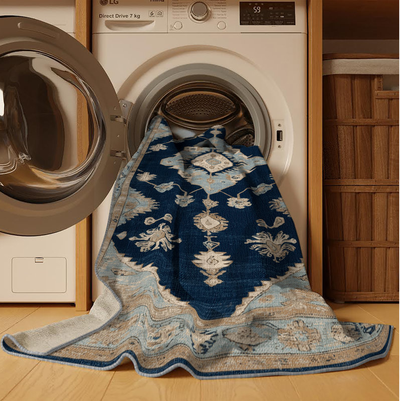 Tapis gris lavable à la machine, Carré 7 pi