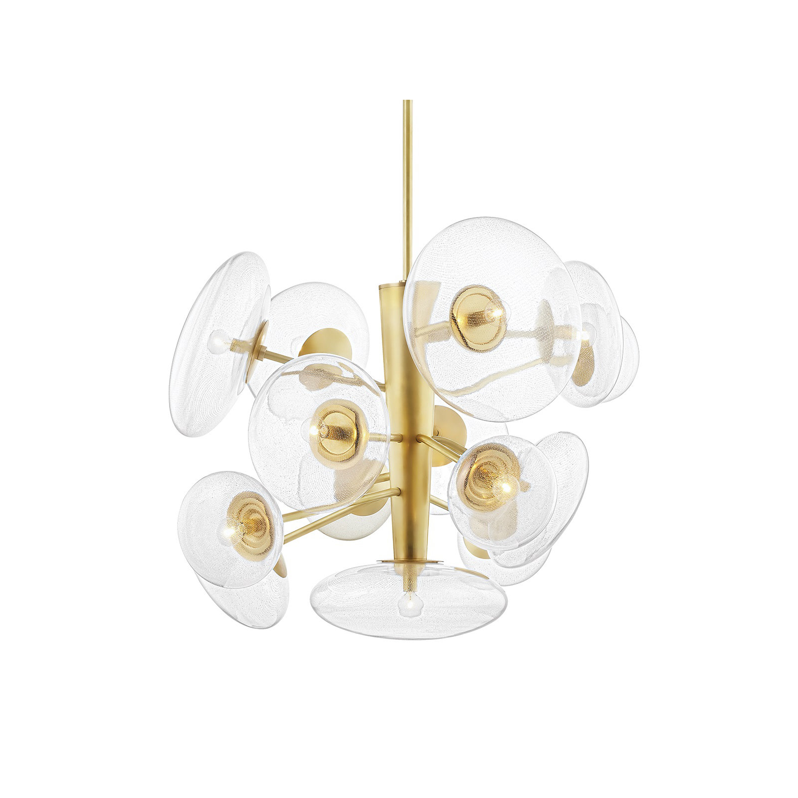 Jovi 14 Light Glass Pendant, Aged Brass