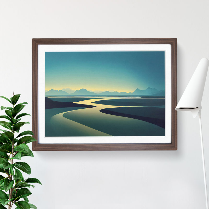 Mountain River Views - Framed Print, 25cm H x 34cm W x 2cm D, Walnut Framed