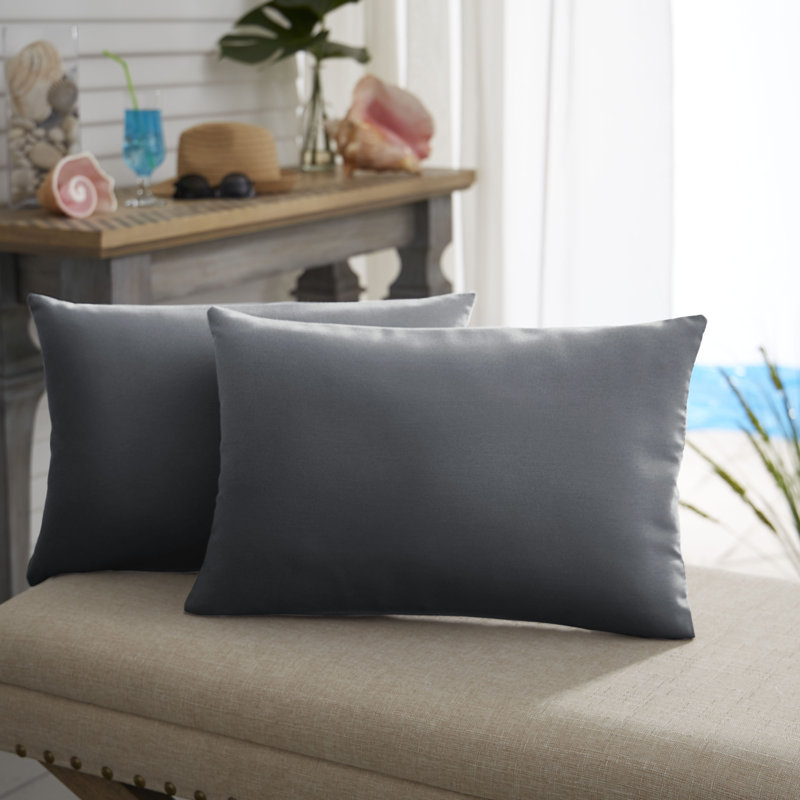 Housse et insert de coussin rectangulaire d'extérieur Almeda, Gris anthracite Fresco, 12 po x 24 po