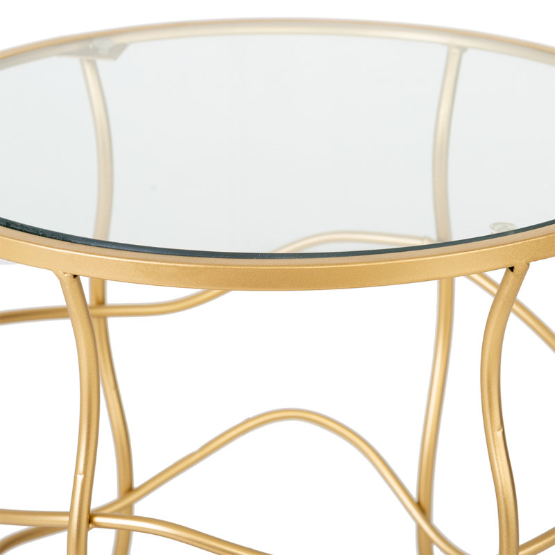 Almee Glass Top Pedestal End Table