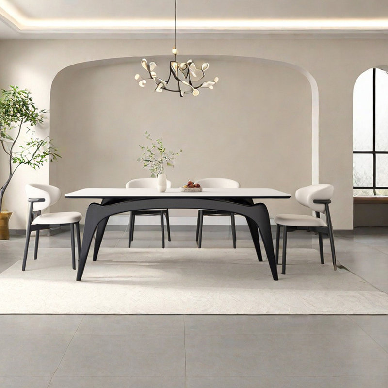 Modern minimalism rectangle dining table set, 29.5"H x 63"L x 31.5"W