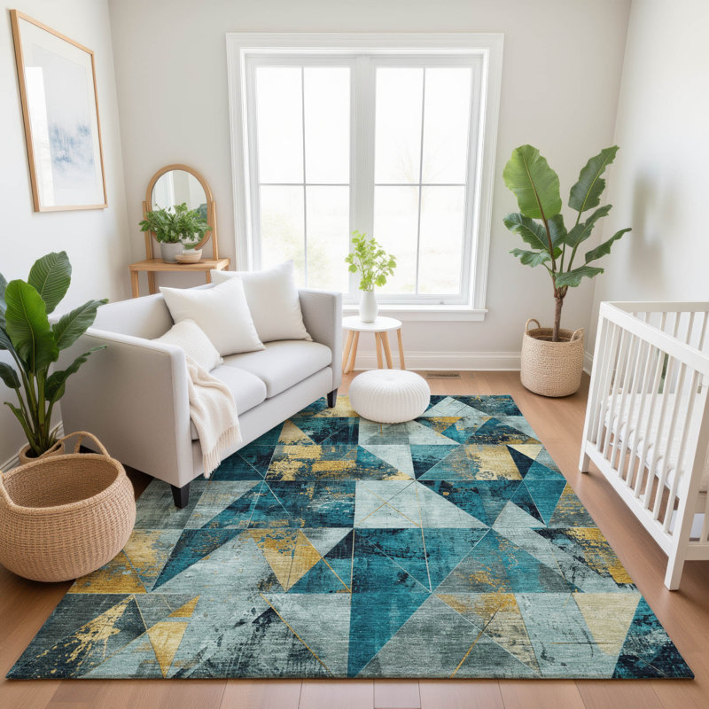 Premium Machine Washable Fairwood AMF1888 Geometric Rug, Rectangle 10' x 14'