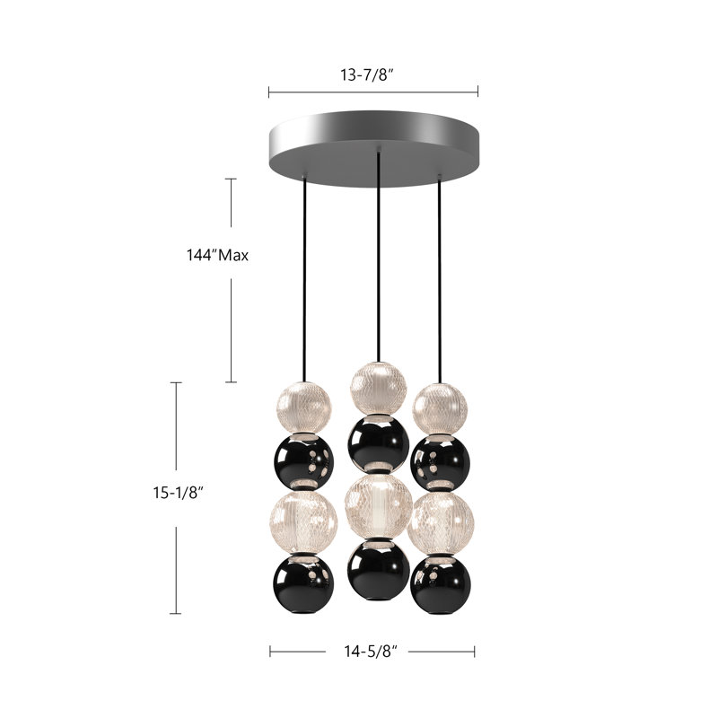 Onyx 12 - Light LED Pendant, Natural Brass