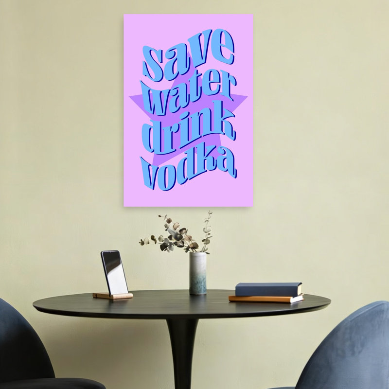«Save Water Drink Vodka Retro Abstract Landscape Nature», reproduction d'art mural, 24" H x 16" W