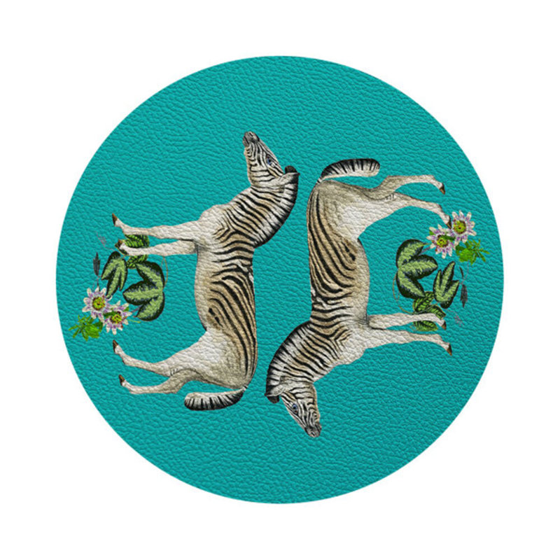 Zebra Seeing Double Placemat, Teal