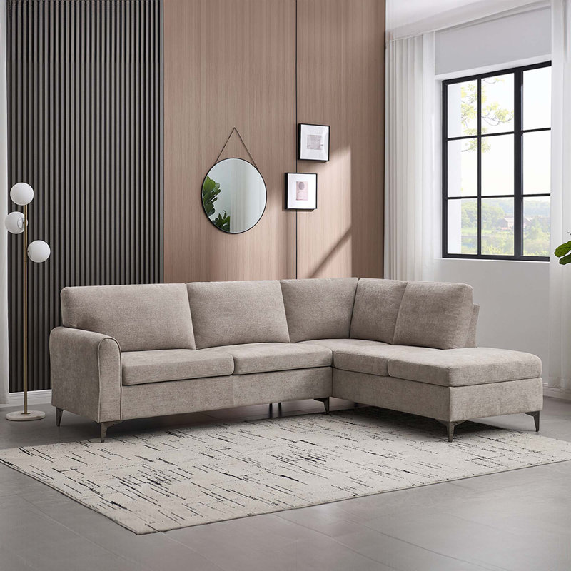 Roma 3 Seater Fabric Corner Sofa , Sand