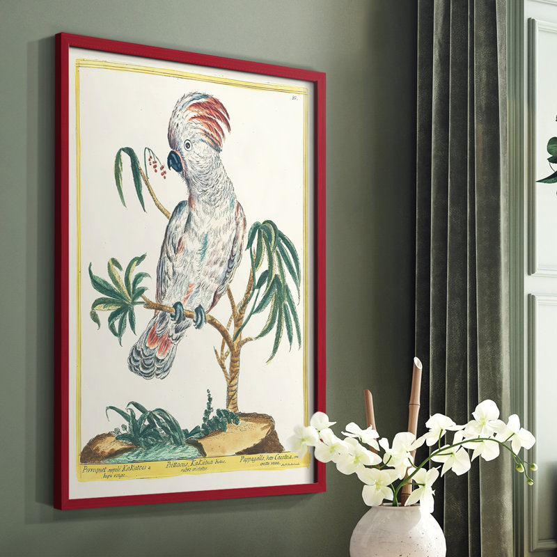 «Pastel Birds II», reproduction encadrée - bois massif, H 10 po x l 8 po, Rouge