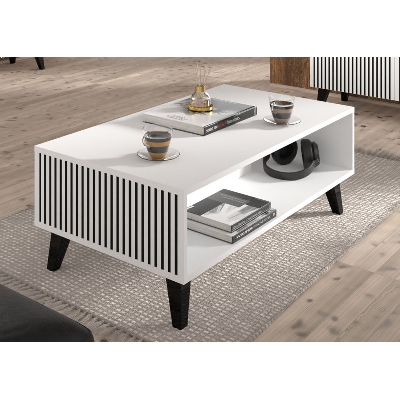 Ravenna Coffee Table with Storage, Black, White