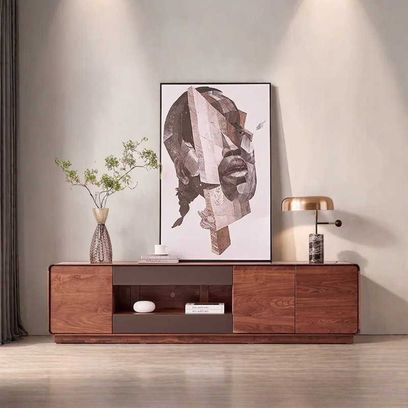 Meuble télé au design rétro et minimaliste, 19.68"H x 70.86"L x 16.53"W