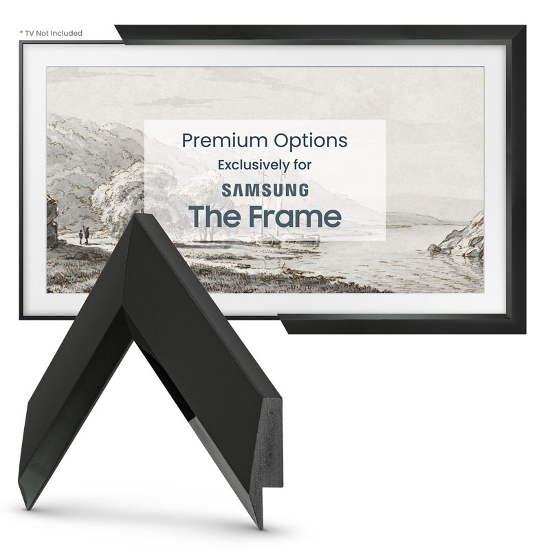 Slim Modern Deco TV Frame for Samsung Frame TV and Frame Pro, 50", Tuxedo Black