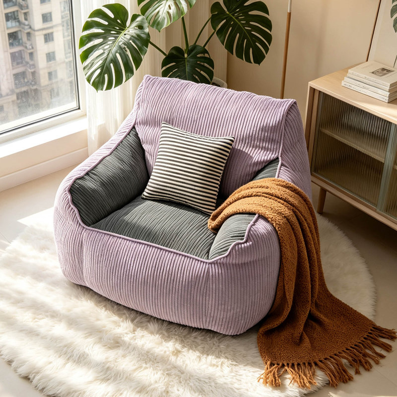 Fauteuil à billes Giant, Mauve / Gris