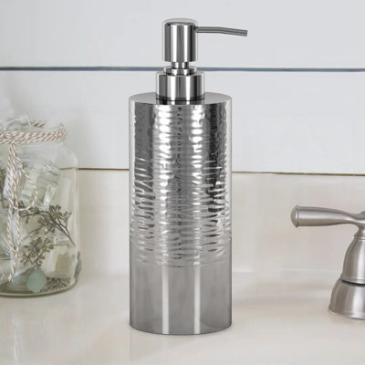 Stainless Steel Shiny/Hammered Liquid Soap Dispenser, Durable Pump for Bathroom and Kitchen, Multi-Purpose Use