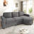 Sectional Sofa 84.6" L-Shaped Sofa Couch With A Curved Chaise Lounge, USB Ports And Side Storage Pockets-147021525