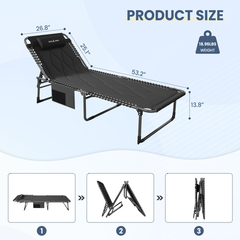 Chaise longue d'extérieur en acier, Noir