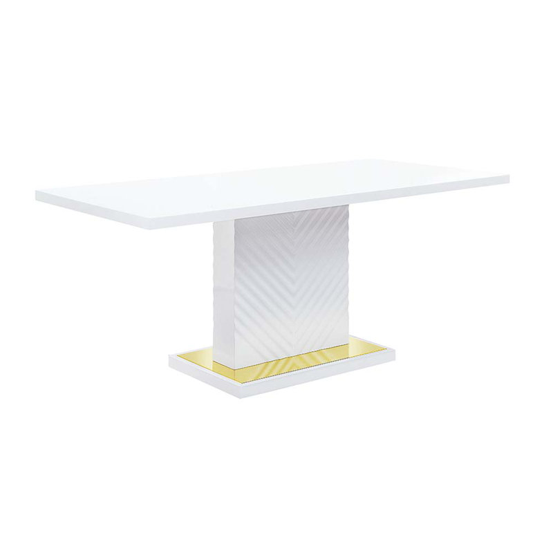Table à manger avec base de piédestal, Blanc