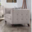 Fauteuil capitonné large brun clair Arreona-118943301