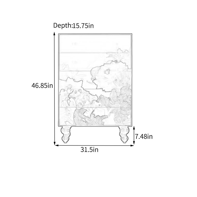 Armoire en noyer massif avec cinq tiroirs