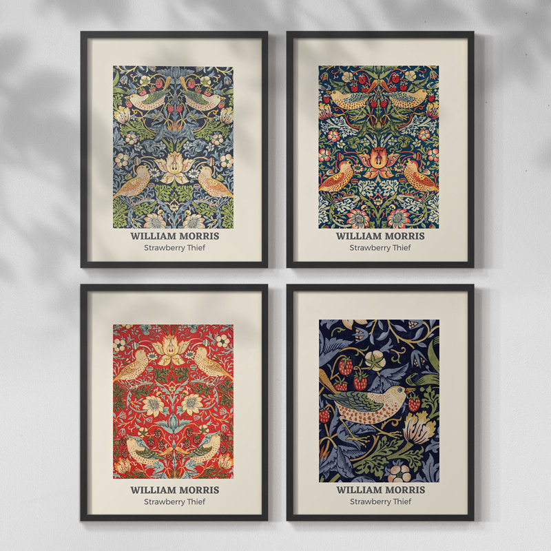 William Morris XIV Framed Print - Set of 4, Walnut, 14" H x 44" W