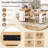 Modern Farmhouse 74" Extendable Rolling Kitchen Island with Built-in Power Outlet, Rolling Dining Table with Arched Glass Cabinets-52844699